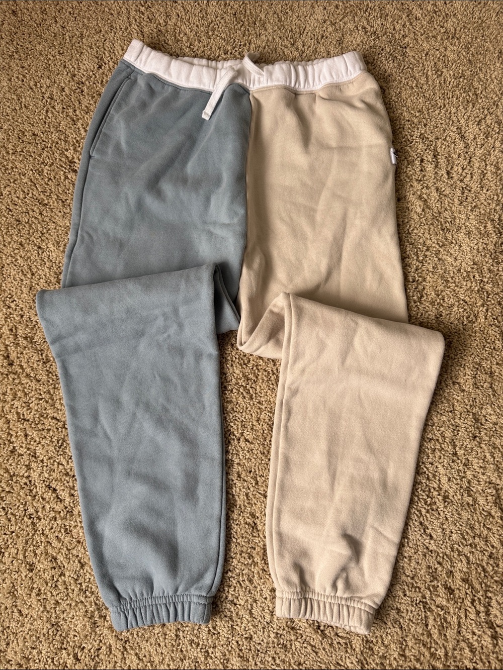 abercrombie kids Two-Tone Fleece Joggers - Blue & Cream